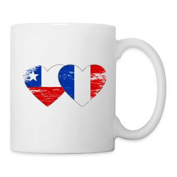 Chile France flag heart used - Mug - white - Right