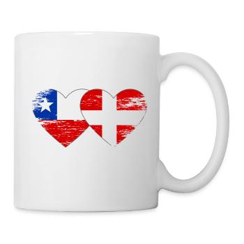 Chile Dänemark Flagge Herz used - Tasse - Weiß - Rechts