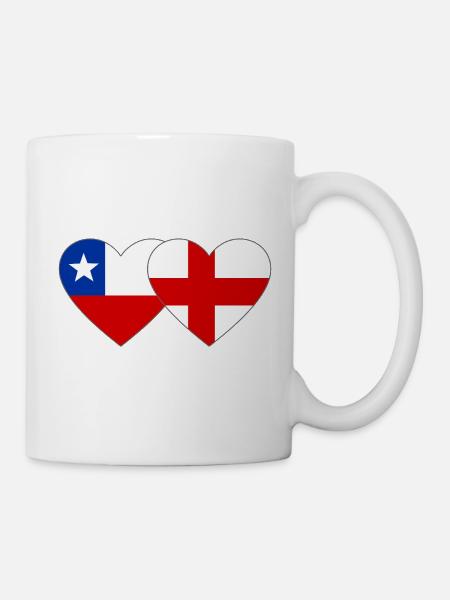 Chile England Flagge Herz  - Tasse - Weiß