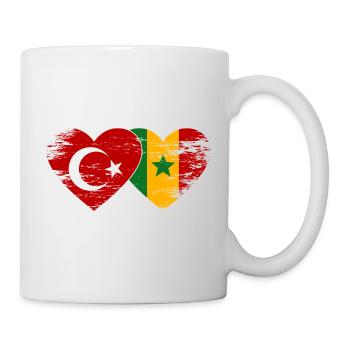 Türkei_Senegal_Flagge_Herz_used - Mug blanc - blanc - Droite
