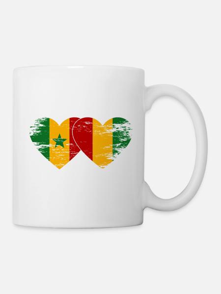 Senegal_Guinea_Flagge_Herz_used - Tasse - Weiß