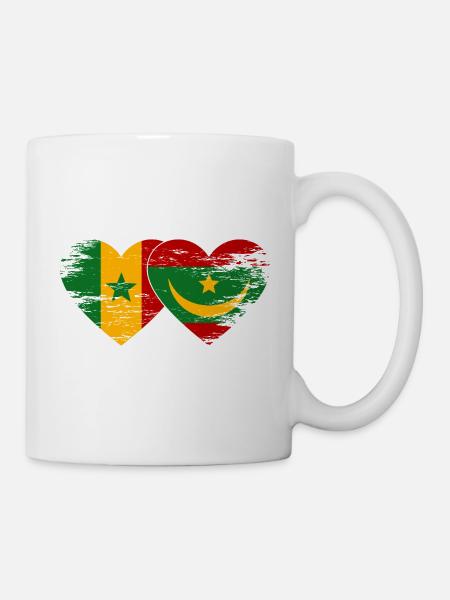 Senegal_Mauretanien_Flagge_Herz_used - Tasse - Weiß
