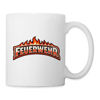 Feuerwehr Flammen Emblem - Tasse - Weiß - Rechts