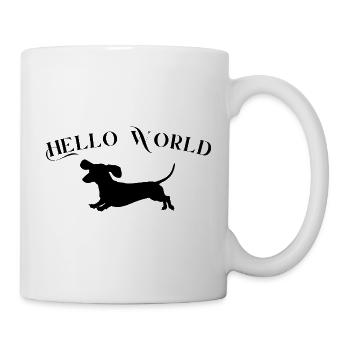 Hello World mit Dackel - Tasse - Weiß - Rechts