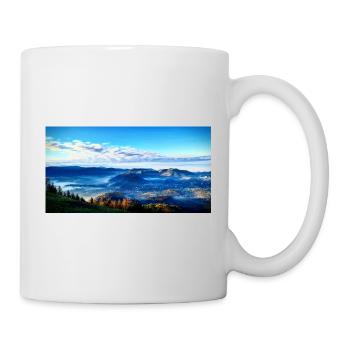 Paysage montagneux matinal de brouillard - Mug blanc - blanc - Droite