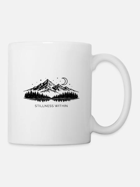 Berge bei Nacht - Tasse - Weiß