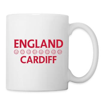 England Cardiff Fußballwappen - Tasse - Weiß - Rechts