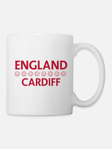 England Cardiff Fußballwappen - Tasse - Weiß