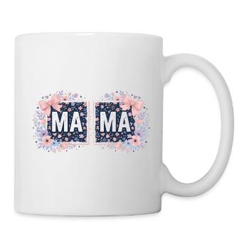 MAMA Carrés Fleuris et Nœuds Roses | Style Coquett - Mug blanc - blanc - Droite