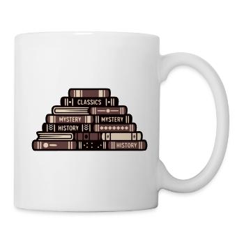 Bücherstapel Lesen Buchclub Leseratte Lehrer - Tasse - Weiß - Rechts