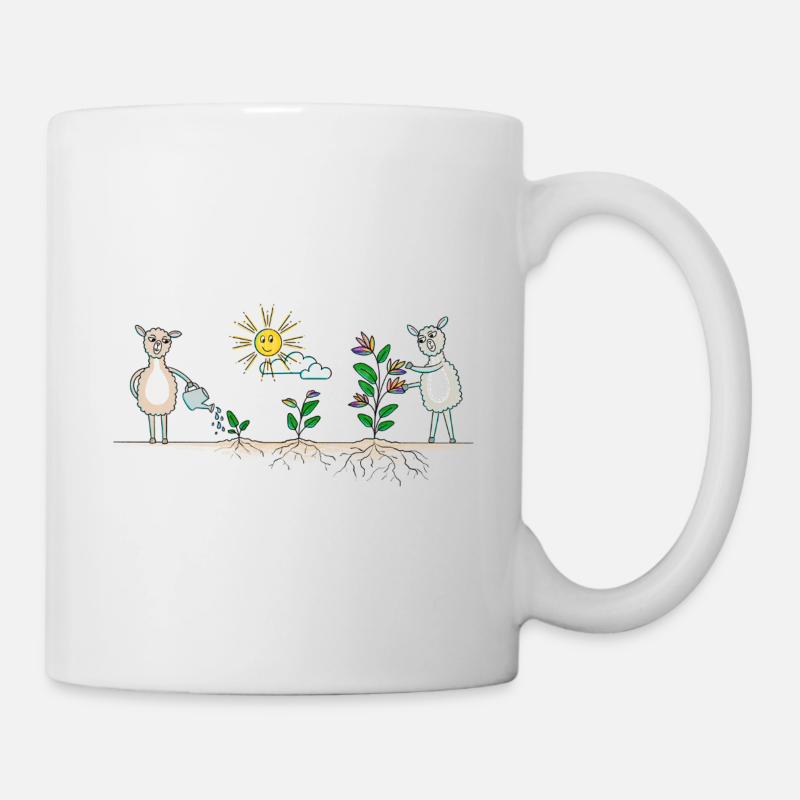 Jardin de lamas coloré - Mug blanc - blanc