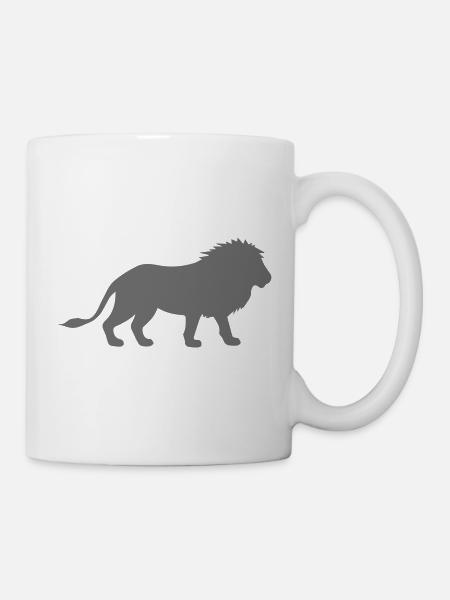 Löwen-Silhouette im Grafikkunst-Stil - Tasse - Weiß