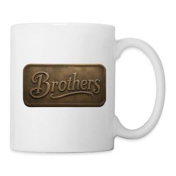 Brüder Bronzerelief Plakette - Tasse - Weiß - Rechts