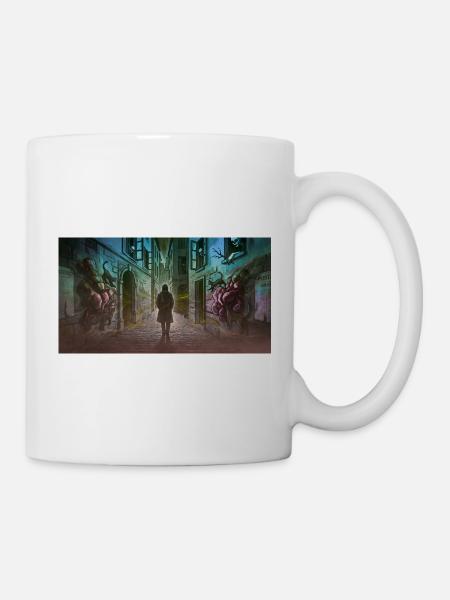 Dunkle Gasse mit Kreaturen - Tasse - Weiß