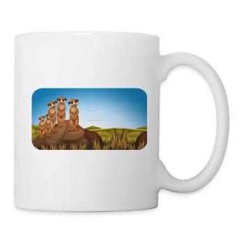 Suricate autocollante de livre sur le rocher dans la savane - Mug blanc - blanc - Droite