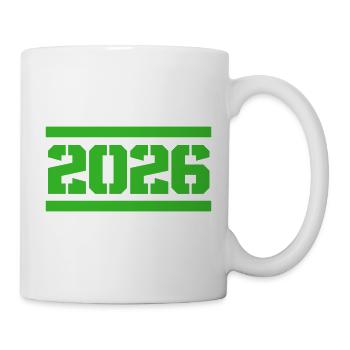 Year 2026 in retro block style - Mug - white - Right