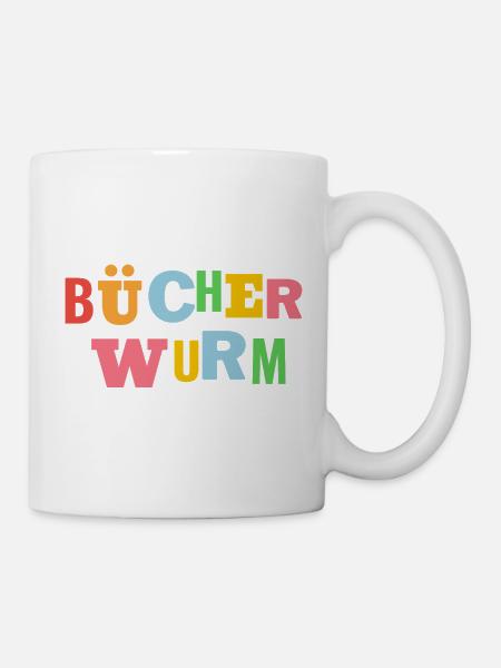 Bücherwurm - Tasse - Weiß