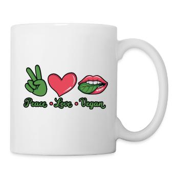 T-shirt graphique végan Peace Love - Mug blanc - blanc - Droite