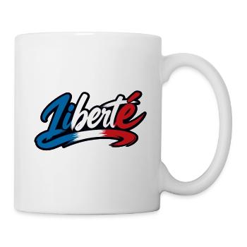 Liberté Tricolore France – Typographie Brush - Mug blanc - blanc - Droite