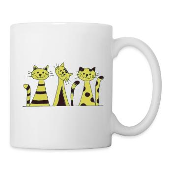 Cat Trio Yellow Stripe Pattern - Mug - white - Right