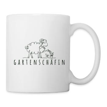 Gartenschäfin Minimalistisches Schaf mit Gießkanne - Tasse - Weiß - Rechts