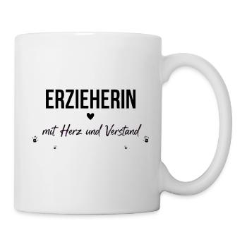 Erzieherin mit Herz und Verstand Geschenk  - Tasse - Weiß - Rechts