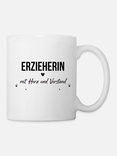 Erzieherin mit Herz und Verstand Geschenk  - Tasse - Weiß