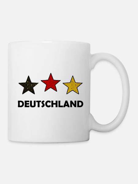 Drei farbige Sterne Deutschland - Tasse - Weiß