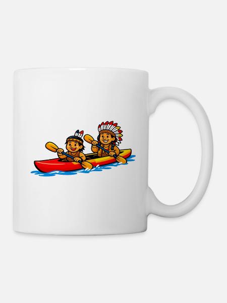 Indianer paddeln - Tasse - Weiß