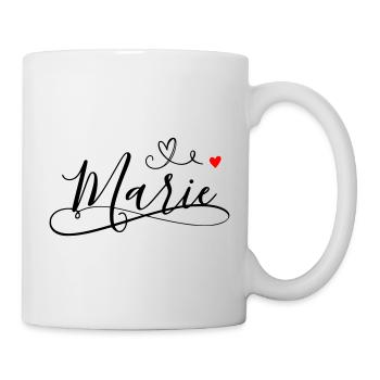 Marie Name Vorname mit Herzdekor - Tasse - Weiß - Rechts