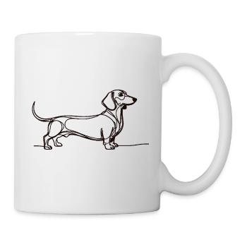 Chemise minimaliste teckel en une ligne avec un teckel - Mug blanc - blanc - Droite