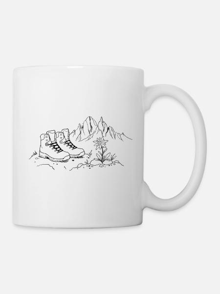 Hiking Boots Mountains Edelweiss - Mug - white