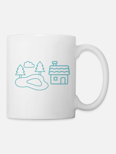 Waldsee-Häuschen Silhouetten - Mug - white