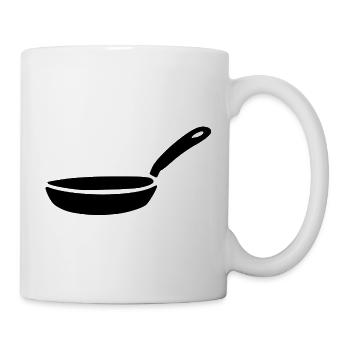Pfanne Topf kochen Symbol Geschenk Koch  - Tasse - Weiß - Rechts