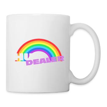 Hug Dealer Sticker: Buntes Regenbogen-Design - Tasse - Weiß - Rechts