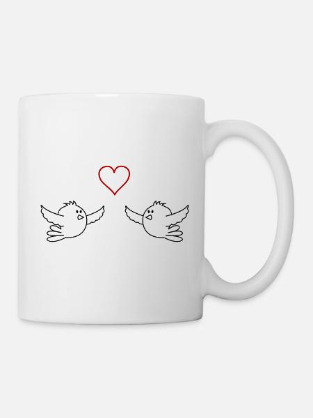 Vögel Verliebt - Tasse - Weiß