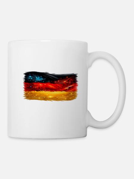 Tech-Circuit Neon Nebel Deutschland flagge - Tasse - Weiß