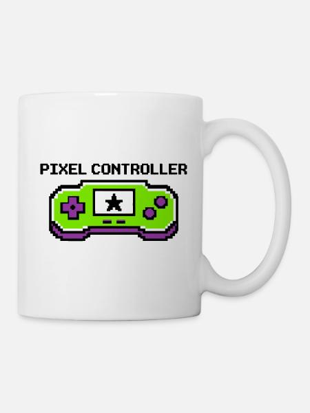 Pixel Controller Logo Grafik - Tasse - Weiß