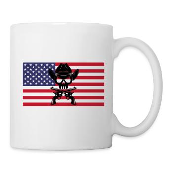 Cowboy skull and American flag - Mug - white - Right