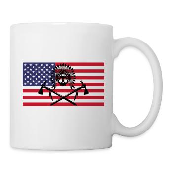 Indianerschädel und amerikanische Flagge - Tasse - Weiß - Rechts