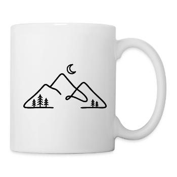 Silhouette minimaliste de montagne avec lune - Mug blanc - blanc - Droite