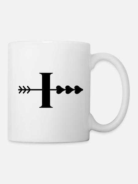Buchstabe i, Pfeilherz, Herz - Tasse - Weiß