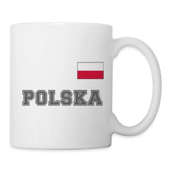Polen Trikot Look – POLSKA mit Fahne bzw. Flagge - Tasse - Weiß - Rechts