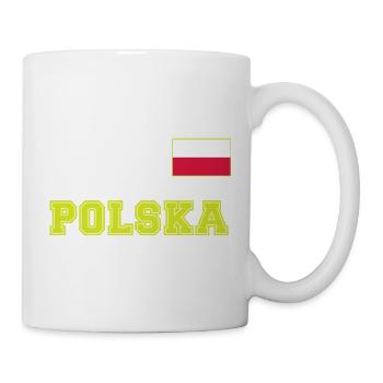 Polen Trikot Look – POLSKA mit Fahne bzw. Flagge - Tasse - Weiß - Rechts