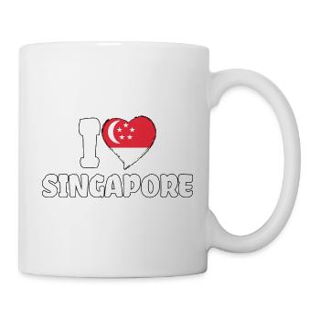 Ich liebe Singapur Flagge Herz Singapur - Tasse - Weiß - Rechts