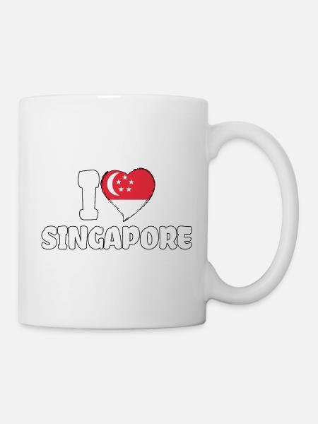 Ich liebe Singapur Flagge Herz Singapur - Tasse - Weiß