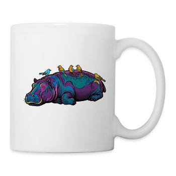Buntes Nilpferd im Traumland - Tasse - Weiß - Rechts