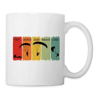 Retro-Paragliding-Schritte starten Soar Land Geschenk - Tasse - Weiß - Rechts