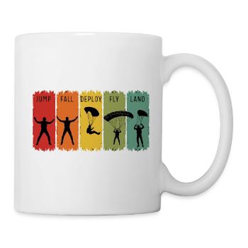 Retro Fallschirmsprung Stufen Sprung Fall Ausrollen Land - Tasse - Weiß - Rechts