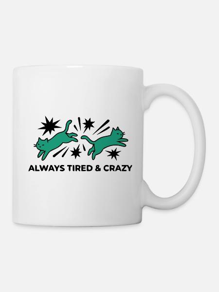 Verrueckte Katzen Logo - Tasse - Weiß